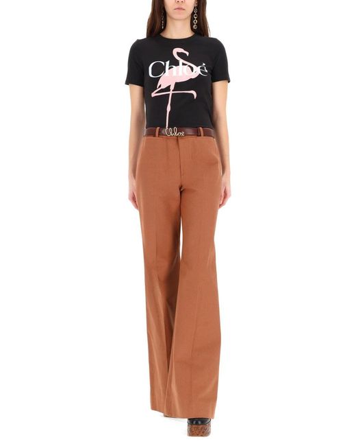 Chloé Black Graphic Crew Neck T-Shirt