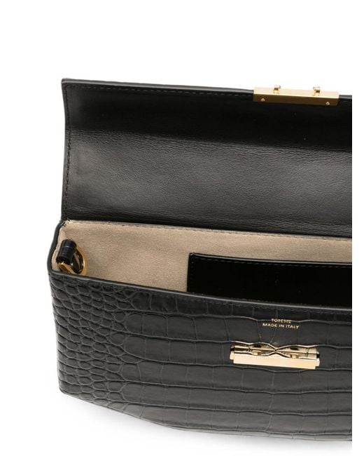 Totême Black Clip Leather Shoulder Bag
