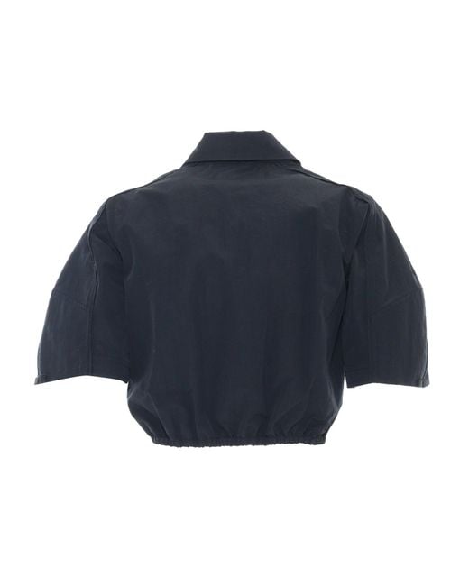 Elisabetta Franchi Blue Cropped Shirt With Classic Collar