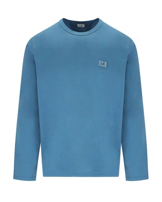 C P Company Blue Aegean Long Sleeved T Shirt