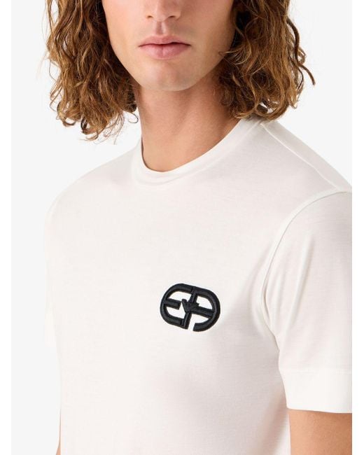 Emporio Armani T-Shirt Mit Logo-Stickerei in White für Herren