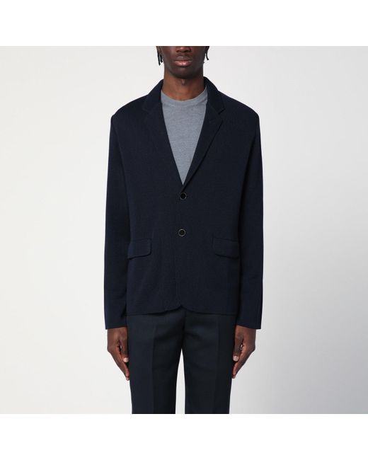 Lardini Blue Single Breasted Knitted Jacket for men