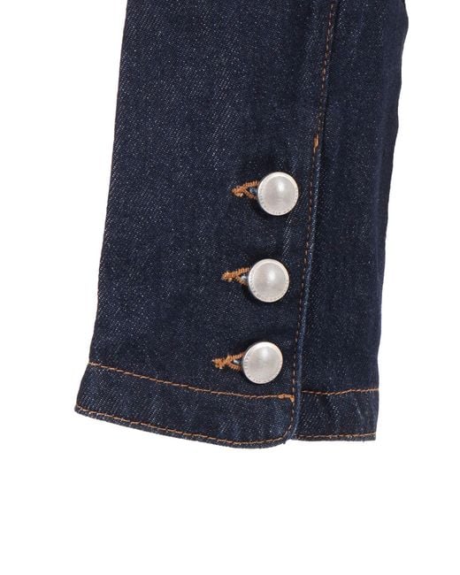 7 For All Mankind Blue Lady Jacket Smoove With Exposed Buttons