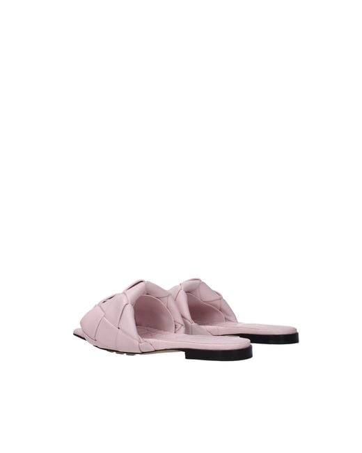 Bottega Veneta Pink Multicolor Calfskin Flat Sandals