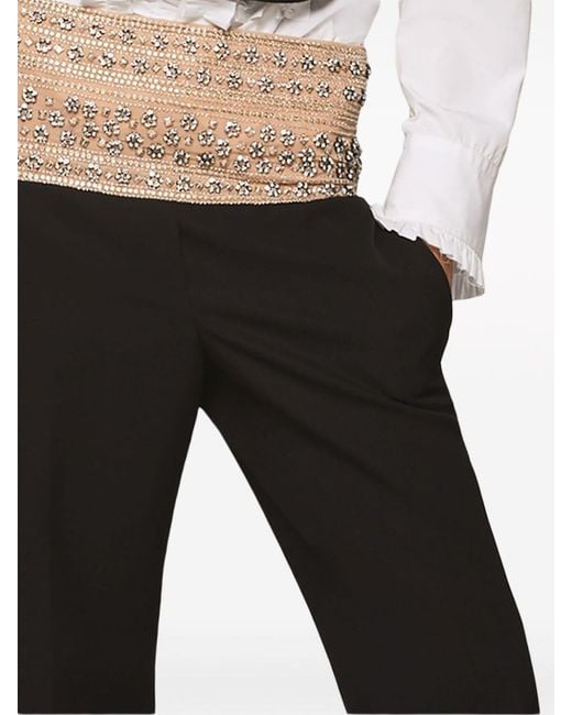 Stella McCartney Black Crystal-Embellished Wool Trousers