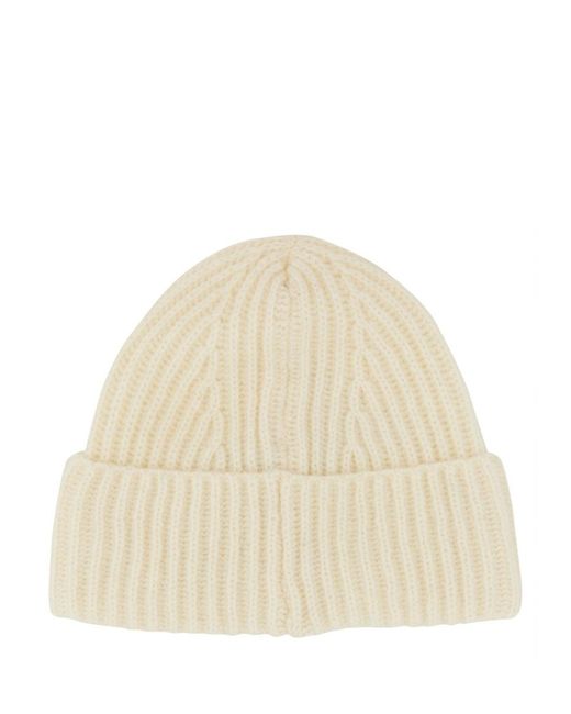 Baracuta Natural Beanie Hat With Logo Patch for men
