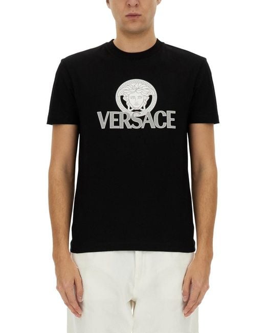 Versace Black 'Medusa' Print T-Shirt for men