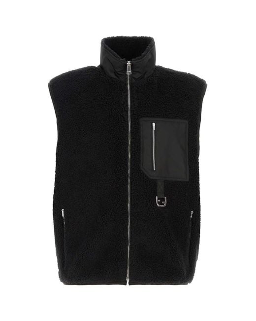 Fendi Black Textured Mock Collar Jacket for men