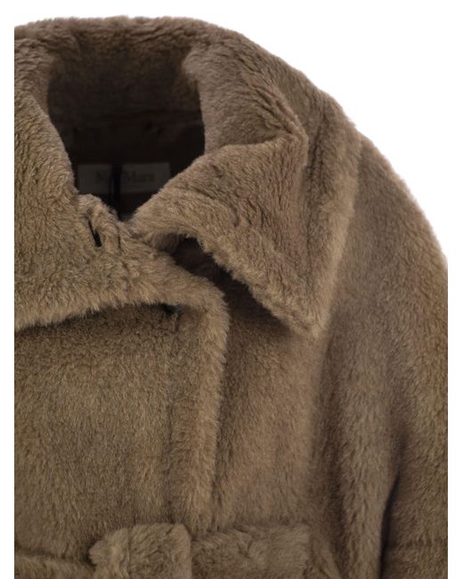 Max Mara Amato Teddy Fabric -kap Met Riem in het Brown