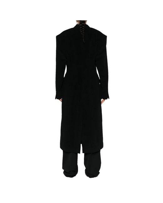 Balenciaga Black Cashmere And Wool Cinched Coat