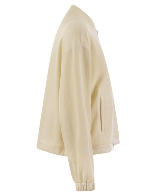 Peserico Natural Baumwoll- und Leinen -Sweatshirt mit Reißverschluss