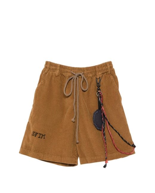 Song For The Mute Brown 'Sftm' Elasticated Shorts