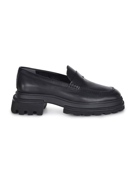 Hogan Black "10 -stöckige" Mokassins aus Leder.