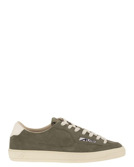 Autry Green Windscape Suede Trainers With Leather Details