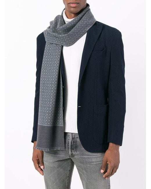 Ferragamo Gray Gancini Wool Scarf for men