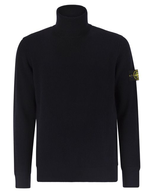 Stone Island Fein gerippte Rollkragenpullover -Pullover in Blue für Herren