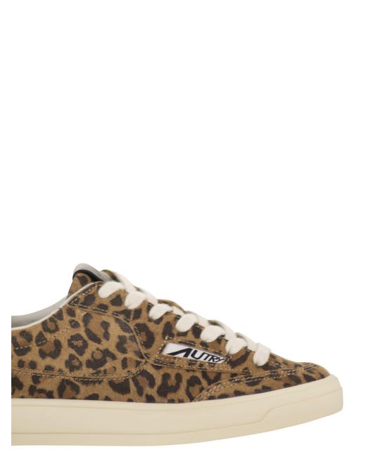 Autry Brown Windscape Suede Trainers With Animal Print