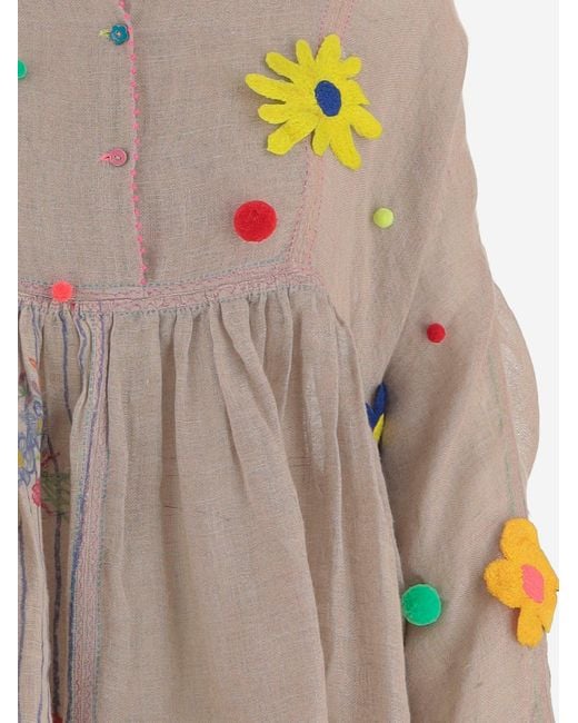 Péro Natural Floral Print Linen Dress