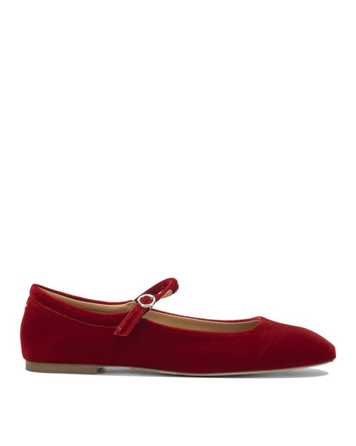 Aeyde Red "Uma" Mary Jane Ballets Flat