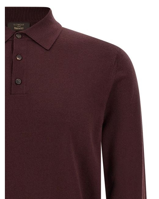 Zanone Red Virgin Wool Polo Shirt for men