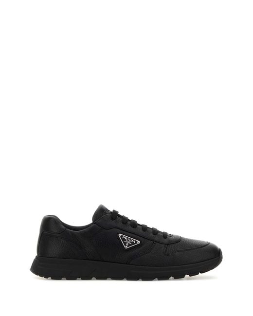 Prada Black Solid Logo Sneakers for men