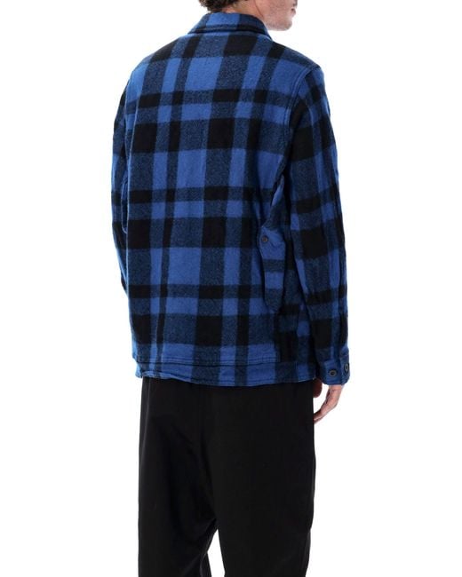Junya Watanabe Blue Wool Checked Work Jacket