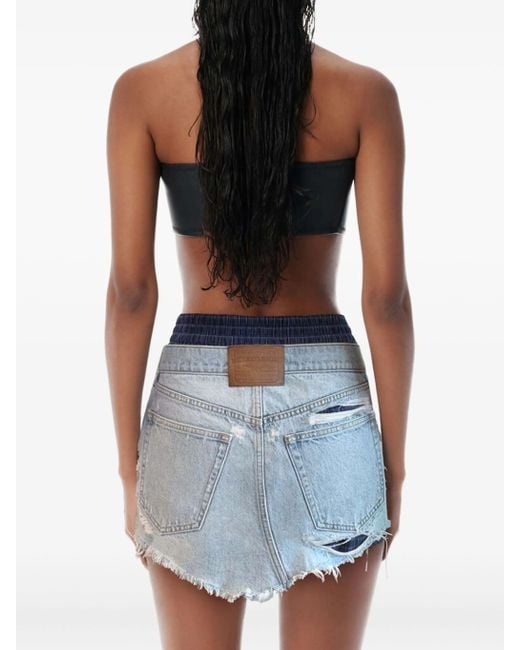 Alexander Wang Denim Mini-Rok Met Gerafeld Effect in het Blue