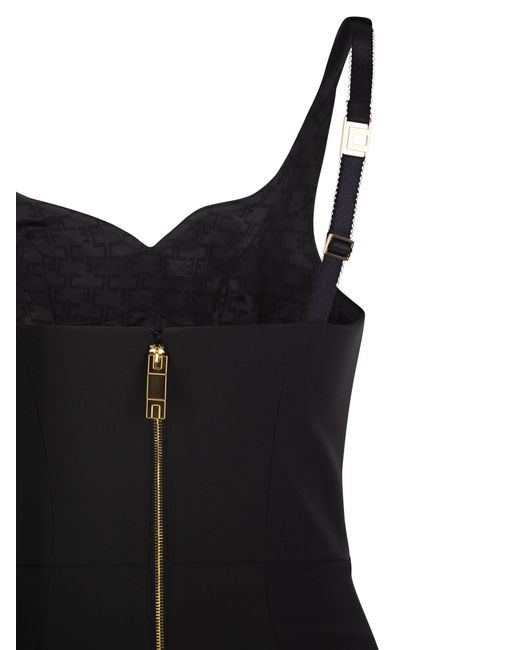 Elisabetta Franchi Black Stretch Crepe -Scheidekleid mit Reißverschluss