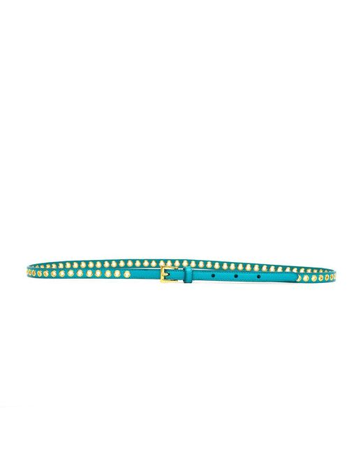 Prada Blue Skinny Eyelet Belt