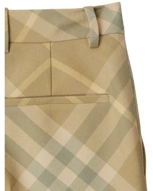 Burberry Natural Checked Wool Trousers