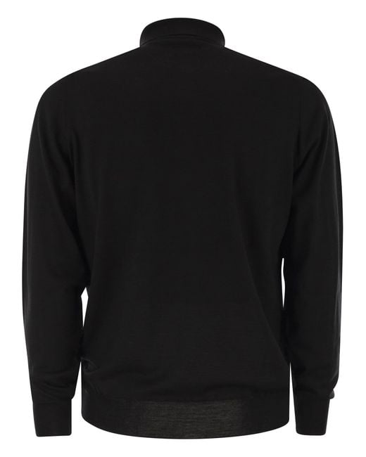 Fedeli Black Virgin Wool Polo Shirt for men