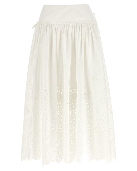 `` Coton blanc Broidered Midi ' Self-Portrait en coloris White