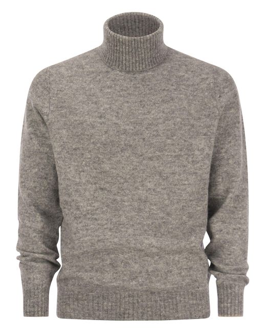 Brunello Cucinelli Gray Turtleneck Sweater In Alpaca for men