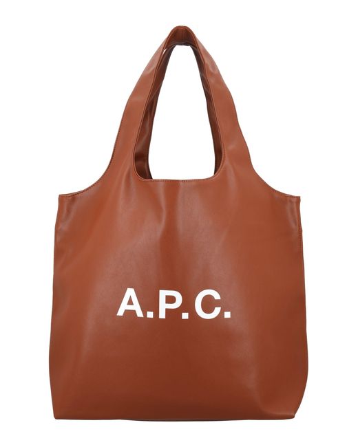 A.P.C. Brown Ninon Tote Bag With Logo