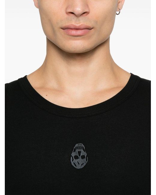 McQueen Black Alexander Mc Queen Skull Cotton Top