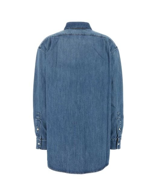 Miu Miu Blue Oversized Solid Shirt