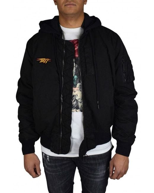 Off-White c/o Virgil Abloh Black Cotton Bomber Jacket With Iconic Branding
