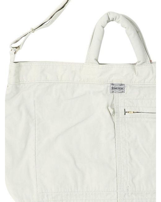 Porter-Yoshida and Co White "Mile" Tote Bag for men