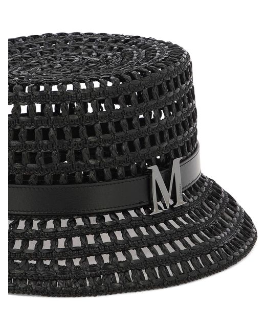 Cappello bucket in rafia di Max Mara in Black