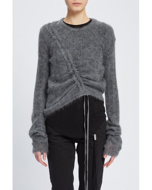 Ann Demeulemeester Gray Zinaida Boat Neck Sweater With Drawstrings
