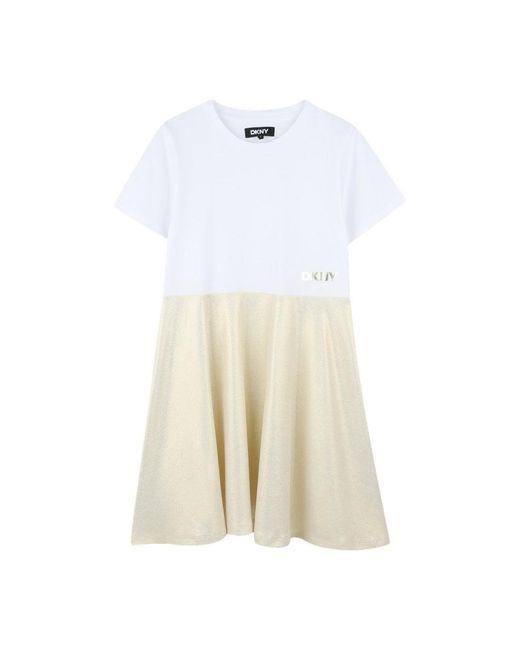 DKNY White Short Sleeve Crewneck Dress