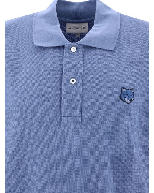 Maison Kitsuné Maison Kitsuné "tonal Fox Head" Polo Shirt in het Blue voor heren