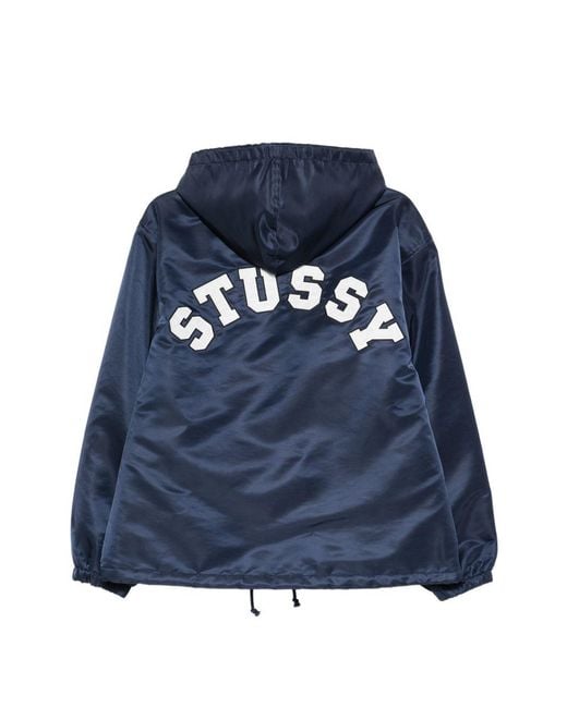 Stussy Blue Hooded Drawstring Jacket for men