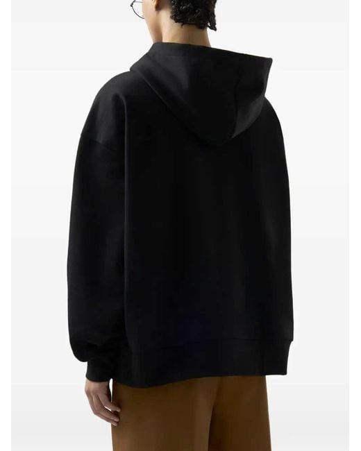 Gcds Black Graphic Print Sweatshirt With Zip And Hood
