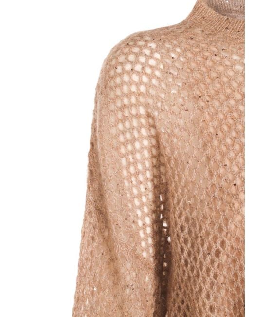 Brunello Cucinelli Natural Midikleid Aus Strick