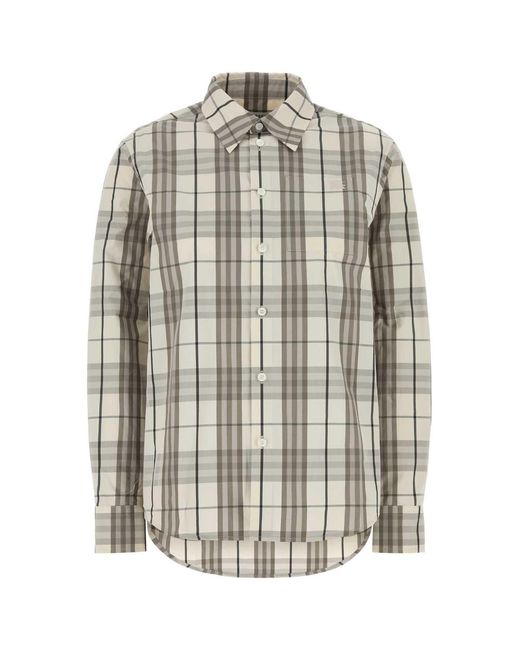 Burberry White Embroidered Poplin Shirt