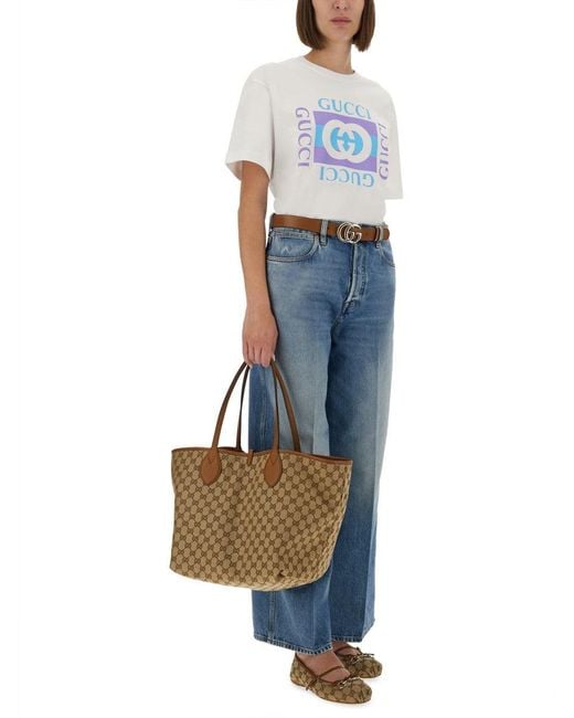 Gucci Gray Cotton T-Shirt With Print