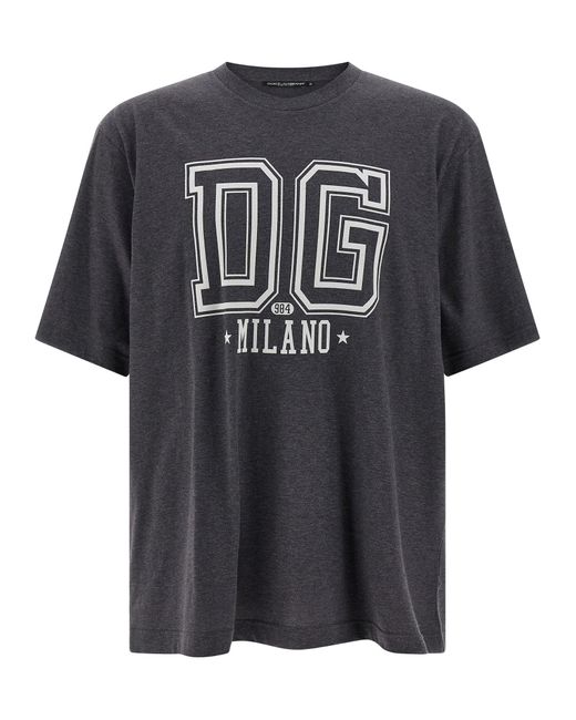 Dolce & Gabbana Black Flocked Print T -Shirt