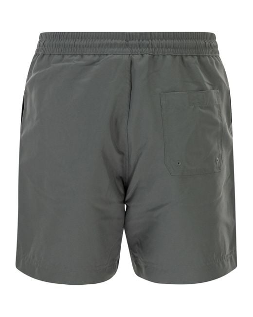 Carhartt Gray Beach Shorts With Logo