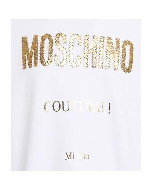 Moschino Couture White Cotton Logo Sweatshirt for men